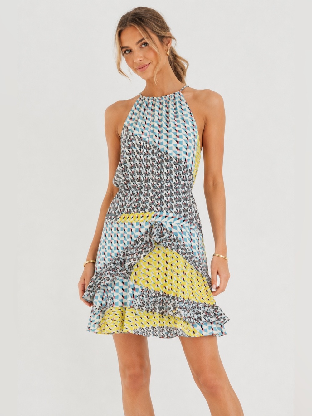 Parker Halter in Gia Multi-Color Printed Sundress